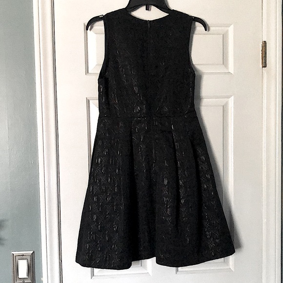 Classy Women’s Black V Neck Formal Dress, Subtle Pattern - Picture 3 of 3